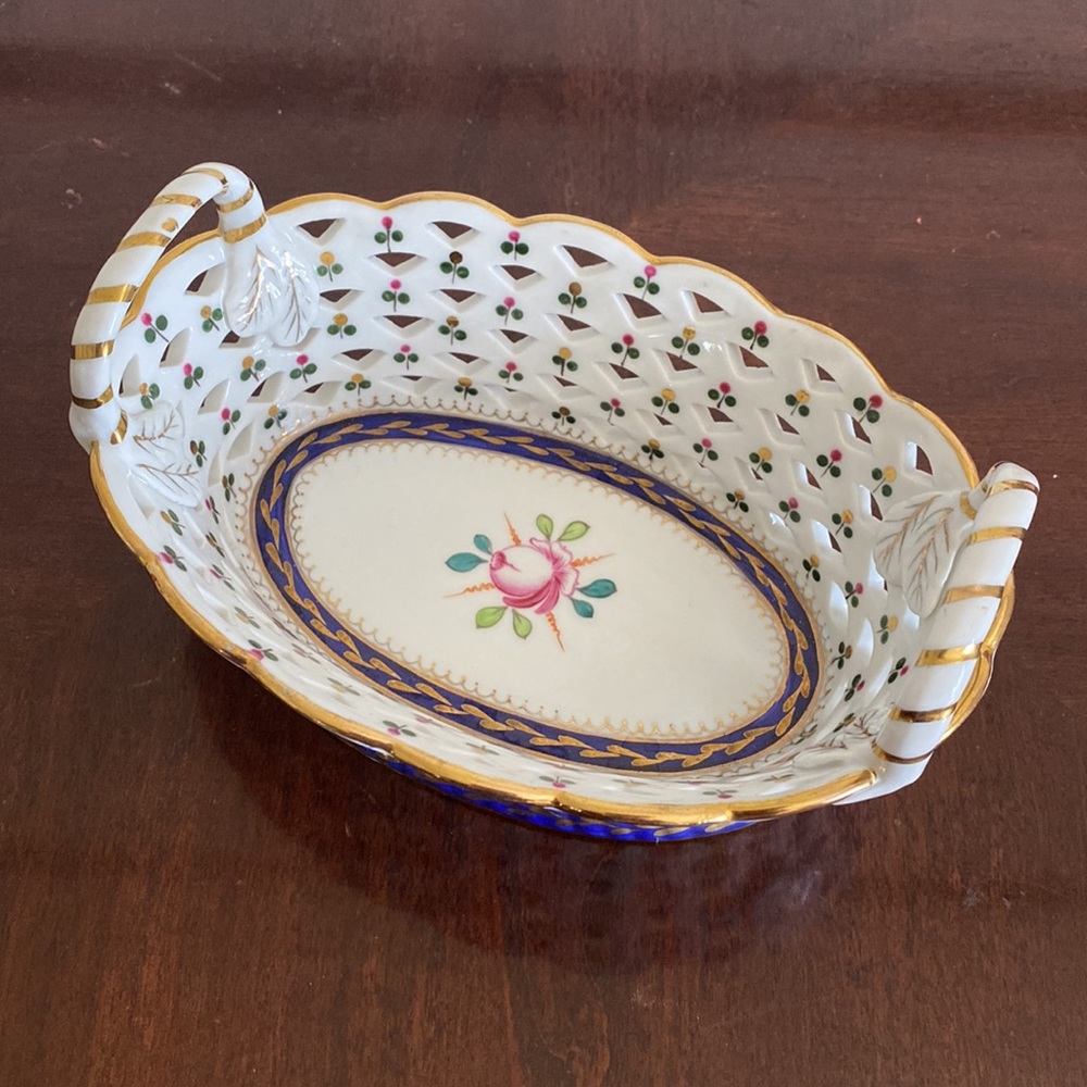 Hand Painted Porcelain Decorative Basket - Picture 3 of 13